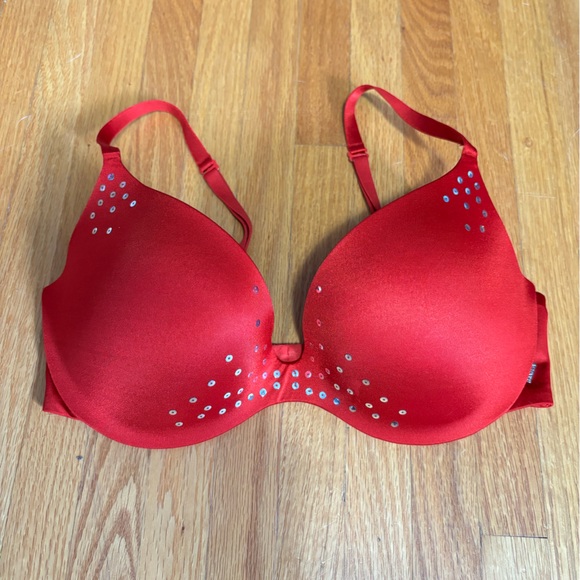 π¨3X$30π¨ La SENZA Red and Silver Embellished Bra - Picture 1 of 8